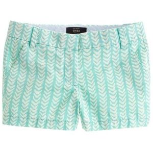 J Crew 3” Aqua and White Chevron Stretch Chino Shorts Size 4